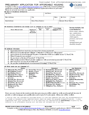 Preliminary Application for Affordable Housing