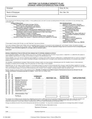 Section 125 Flexible Benefit Plan Change Verification Fill Online Printable Fillable Blank Free Section 125 Plan Document Template