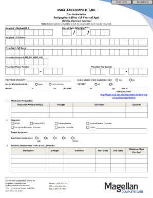 Magellan Complete Care Antipsychotic Prior Authorization Form