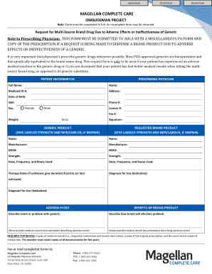 Request for Multi-Source Brand Drug Form
