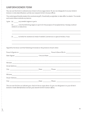 Organ Donor Form