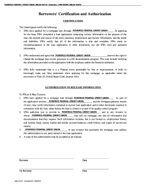 Borrowers' Certification and Authorization