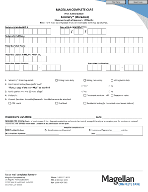 Magellan Complete Care Prior Authorization Form for Selzentry