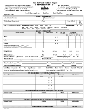 Head Start/Early Head Start Application