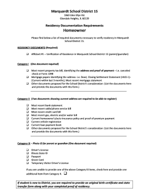 Marquardt School District 15 Residency Verification Form