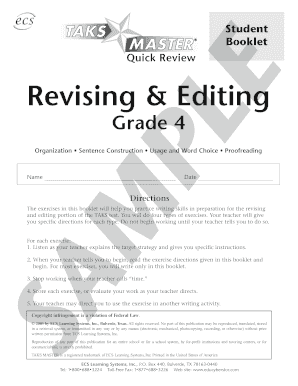 TAKS Quick Review Revising & Editing Form