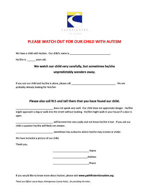 Autism Child Safety Notice