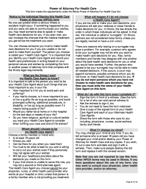 Illinois Power of Attorney for Health Care