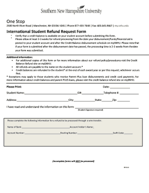 International Student Refund Request Form