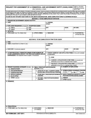 Request for Assignment of a Commercial and Government Entity (CAGE) Code