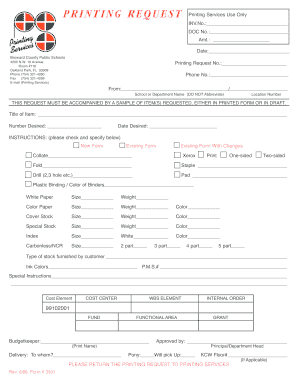 Printing Request Form