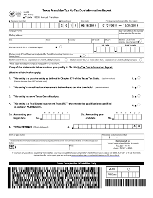 Texas Franchise Tax No Tax Due Information Report