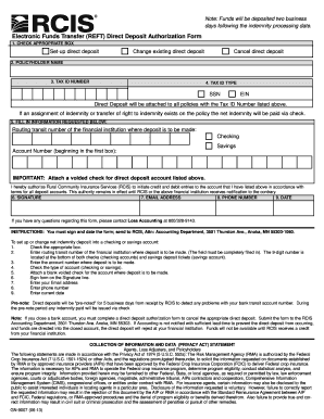 Electronic Funds Transfer Direct Deposit Authorization Form