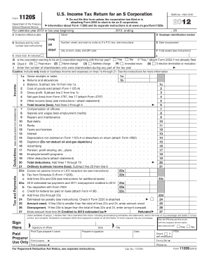US Federal S Corporation Tax Return Form 1120S