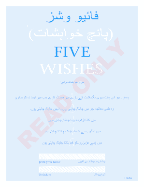 Five Wishes Advance Directive Form