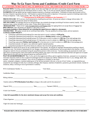 Way To Go Tours Credit Card Form
