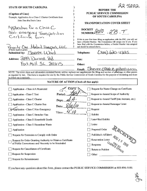 South Carolina Public Service Commission Application