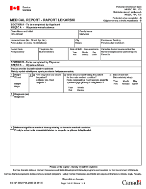 Medical Report Form HRSDC PPU 175