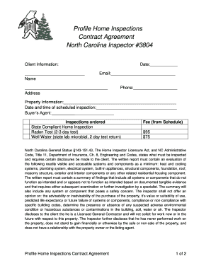 North Carolina Home Inspection Contract Agreement