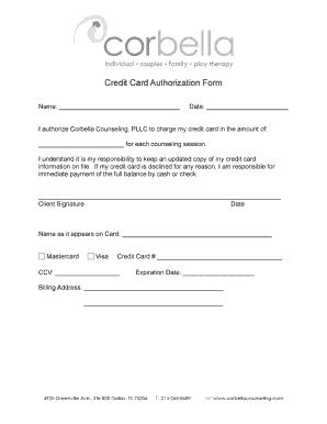 Credit Card Authorization Form