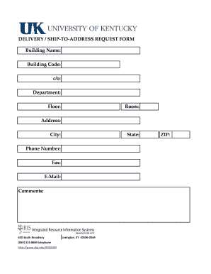 Delivery Address Request Form