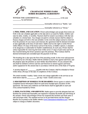 Horse Boarding Agreement