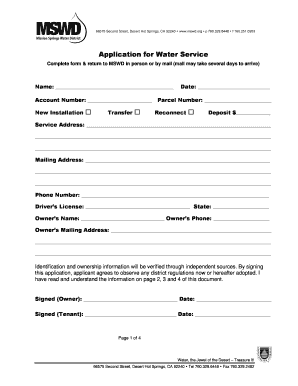 Application for Water Service
