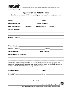 California Water Service Application Form