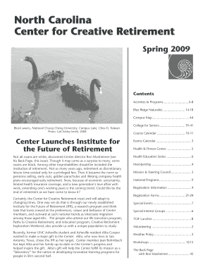 North Carolina Center for Creative Retirement Membership Form