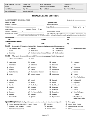Omak School District Student Transfer Form
