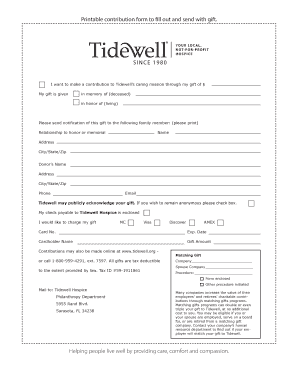 Tidewell Hospice Contribution Form
