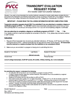 Transcript Evaluation Request Form