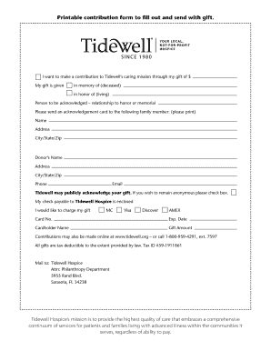 Tidewell Hospice Contribution Form