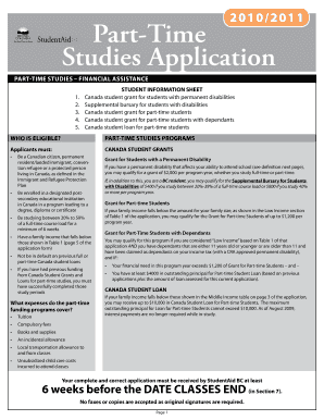 Canada Student Grant and Loan Application