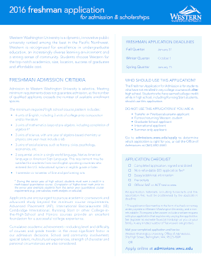Western Washington University Freshman Application