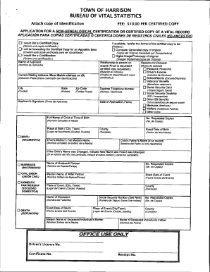 New Jersey Vital Record Application