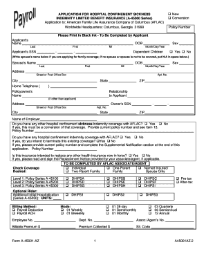 Hospital Confinement Sickness Indemnity Application