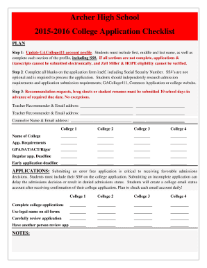 College Application Checklist