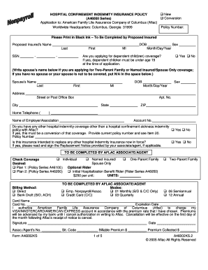 Hospital Confinement Indemnity Insurance Policy Application