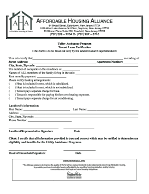 Tenant Lease Verification Form