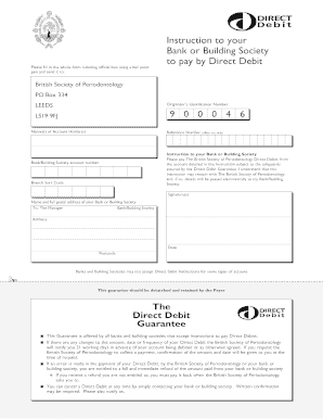 British Society of Periodontology Direct Debit Instruction