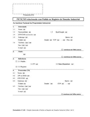 Petição relacionada a Pedido ou Registro de Desenho Industrial