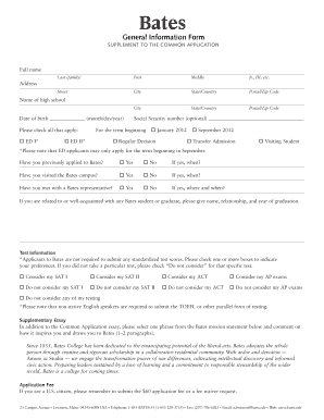 Bates College Application Supplement