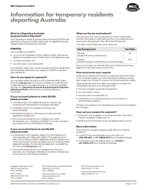 Departing Australia Superannuation Payment Withdrawal Form