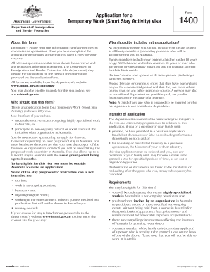 Temporary Work Short Stay Activity Visa Application