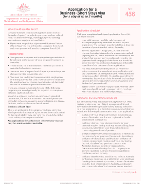 Australia Business Visa Application Form 456