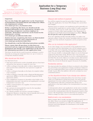 Temporary Business Visa Application Form 1066