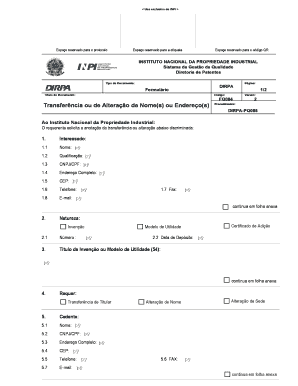 Formulário de Transferência ou de Alteração de Nome(s) ou Endereço(s)