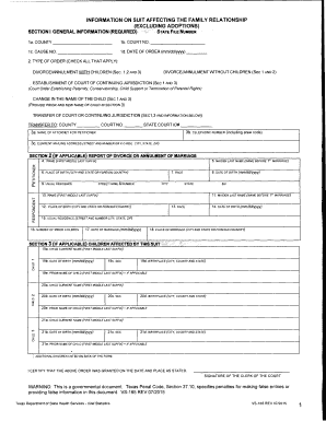 Texas Suit Affecting Parent-Child Relationship Form