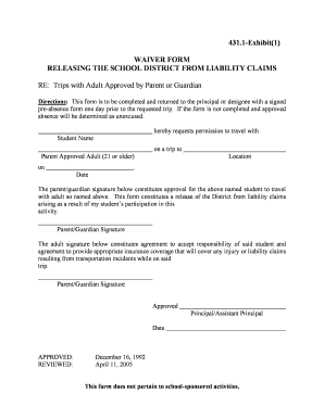 School Trip Waiver Form